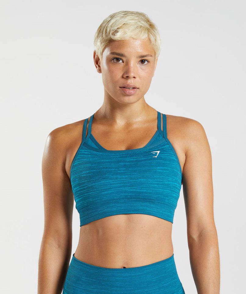 Women\'s Gymshark Adapt Marl Seamless Sports Bra Turquoise | CA 70361D